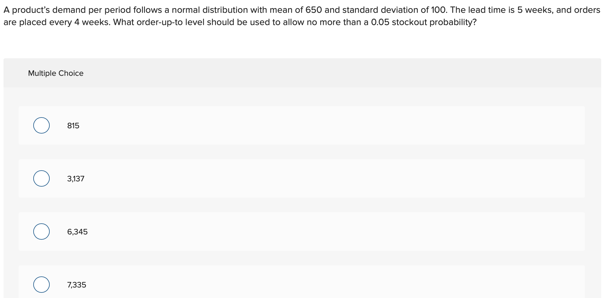 A product's demand per period follows a normal