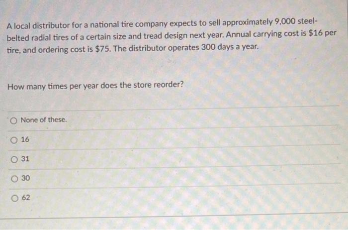 A local distributor for a national tire company