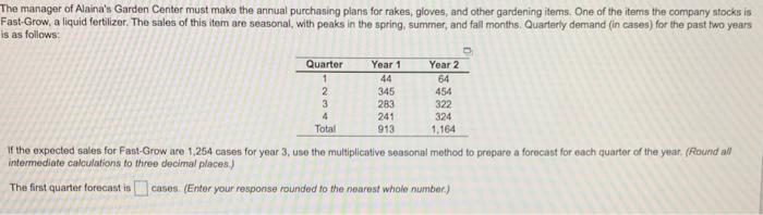 The manager of Alaina's Garden Center must make