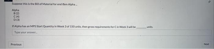 Suppose this is the Bill of Material for end item