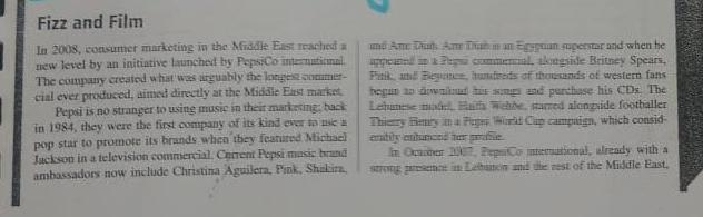 only Q1 please Fizz and Film In 2008, consumer