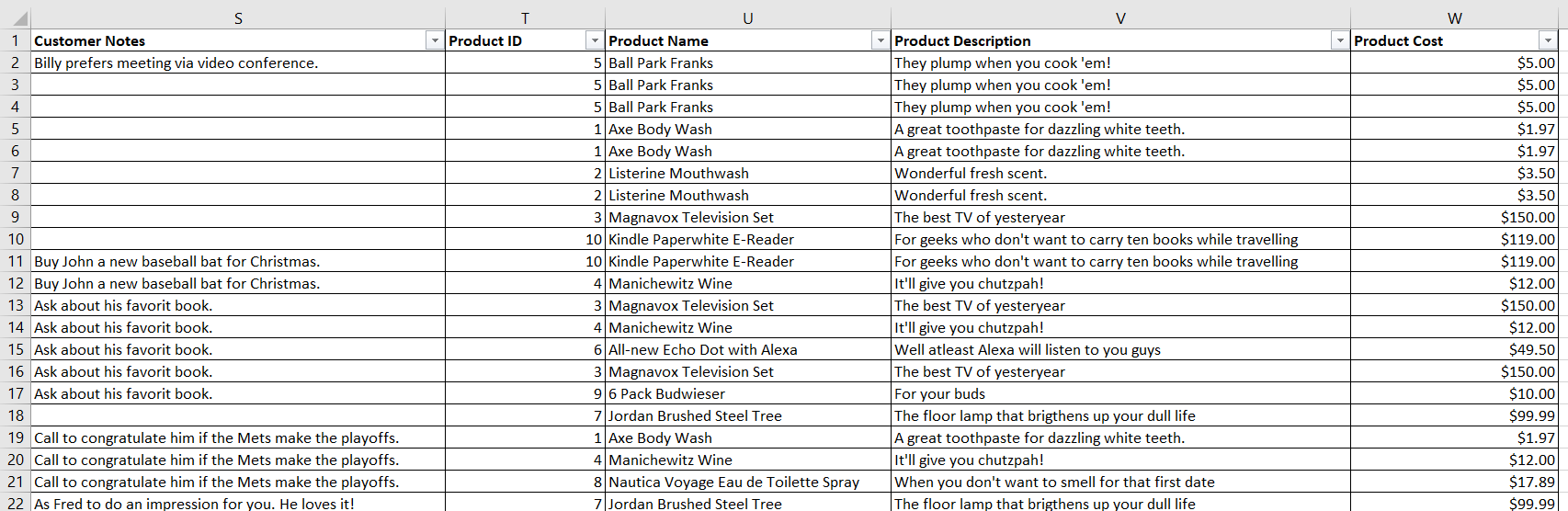 Using the Detail tab as your data source: This