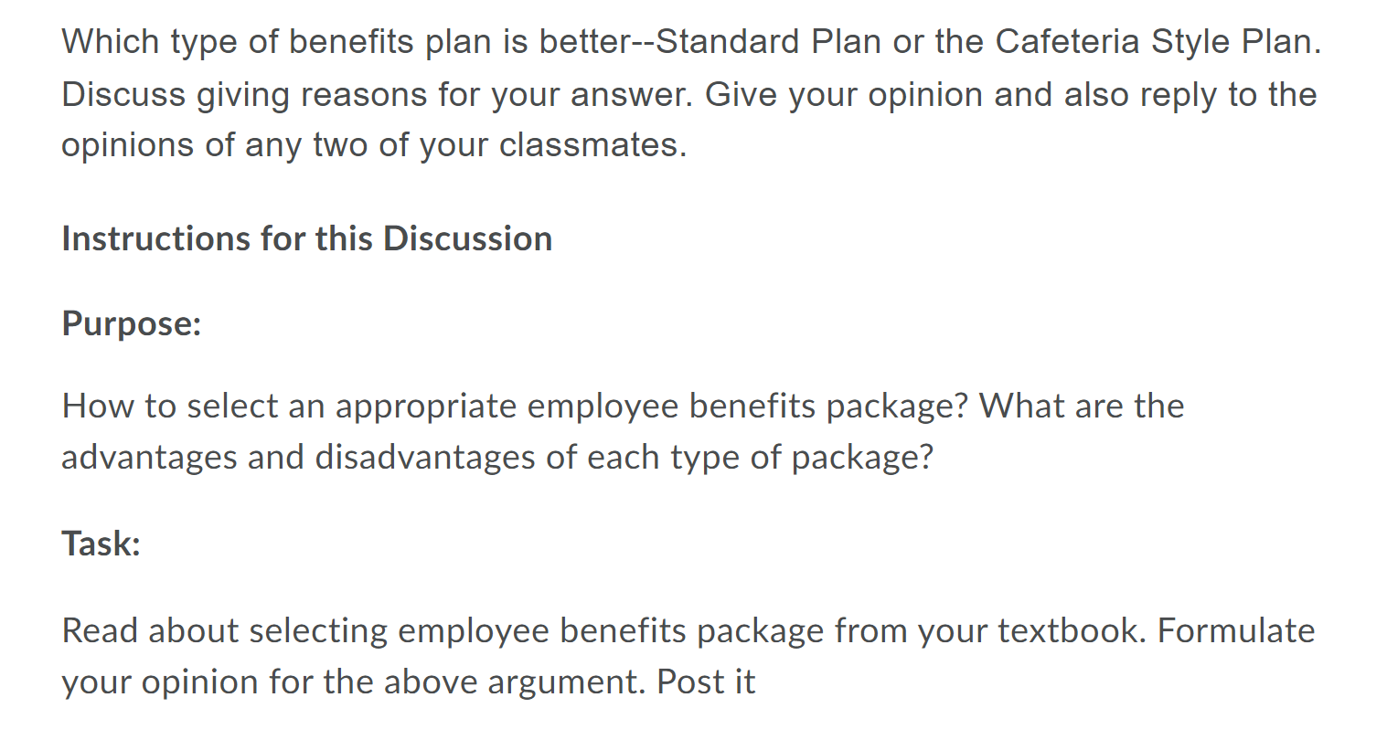 Which type of benefits plan is better--Standard