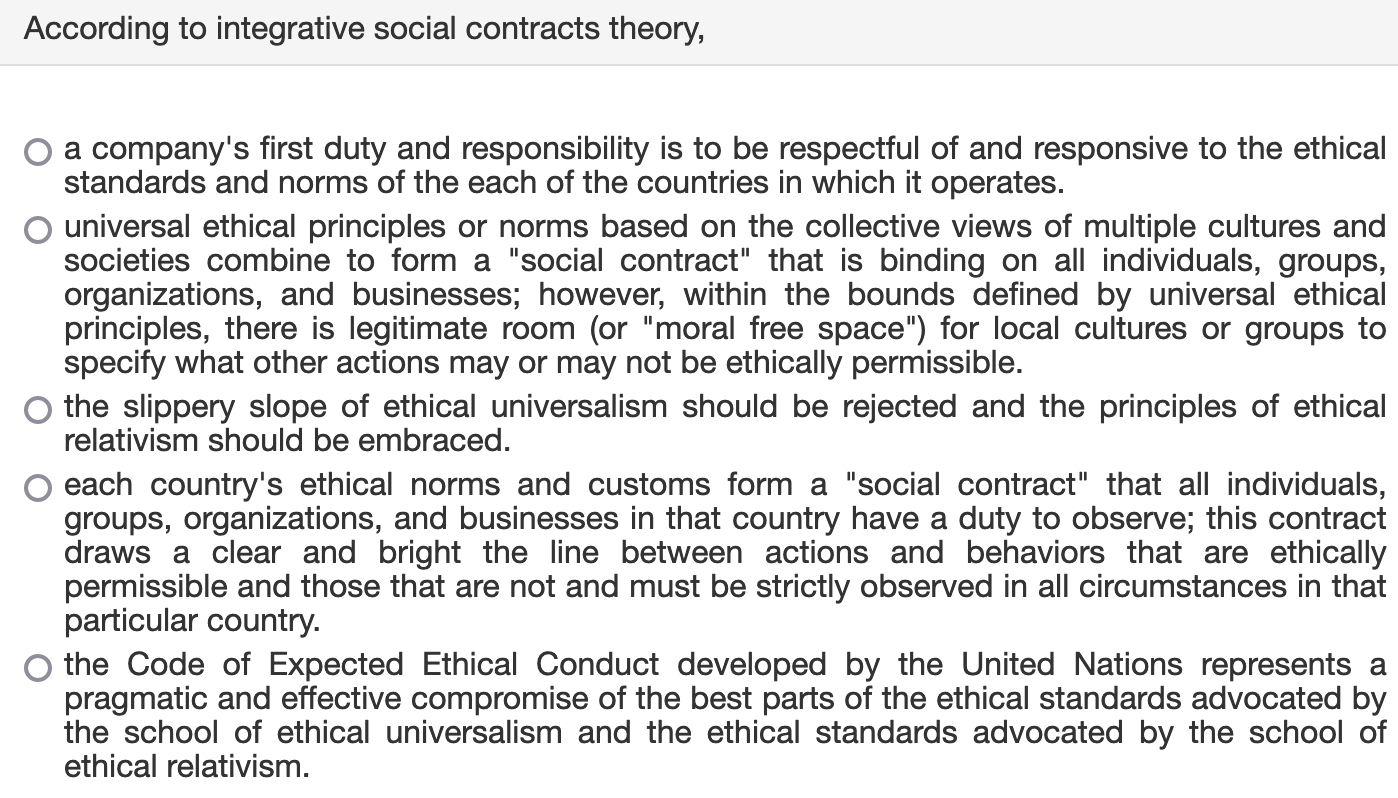 According to integrative social contracts theory,