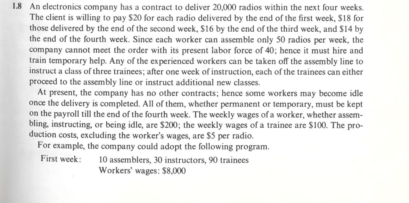 1.8 An electronics company has a contract to