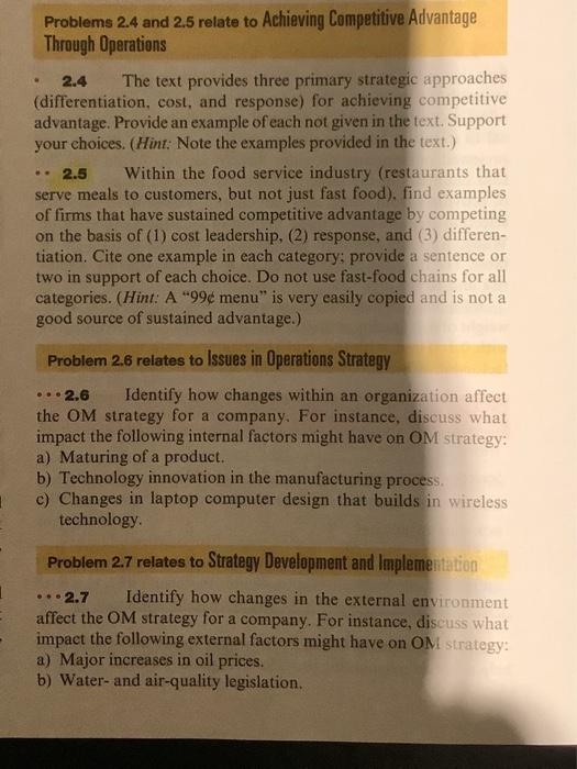 Please do 2.4 2.7 Problems 2.4 and 2.5 relate to