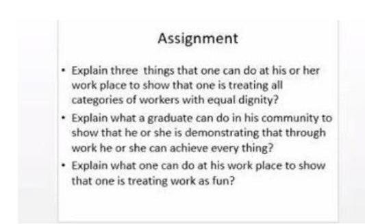 Assignment Explain three things that one can do