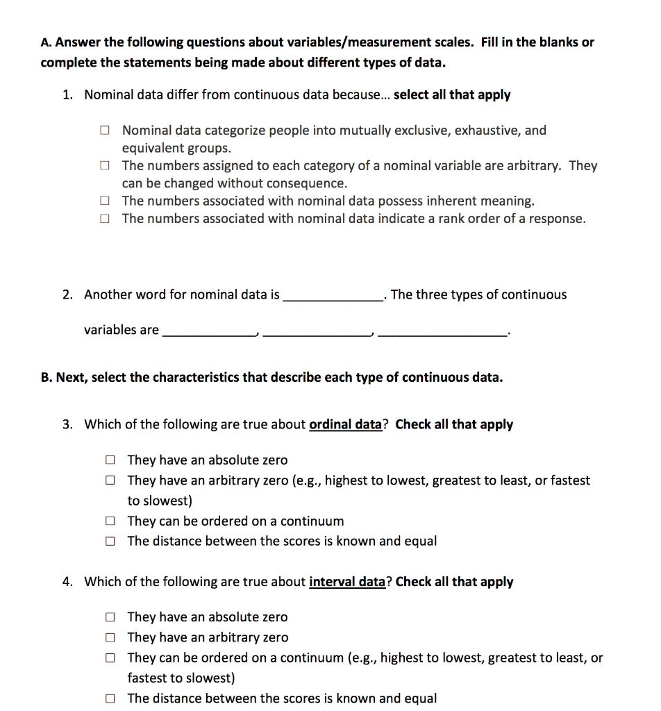 A. Answer the following questions about