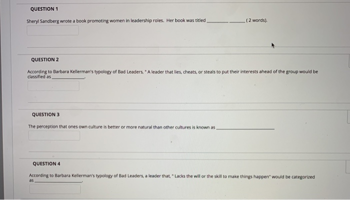QUESTION 1 Sheryl Sandberg wrote a book promoting