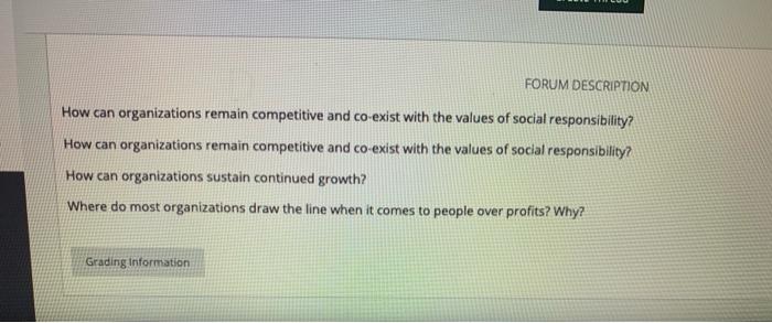 please answer the question. FORUM DESCRIPTION How