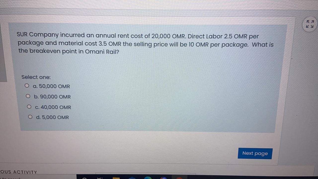 SUR Company incurred an annual rent cost of