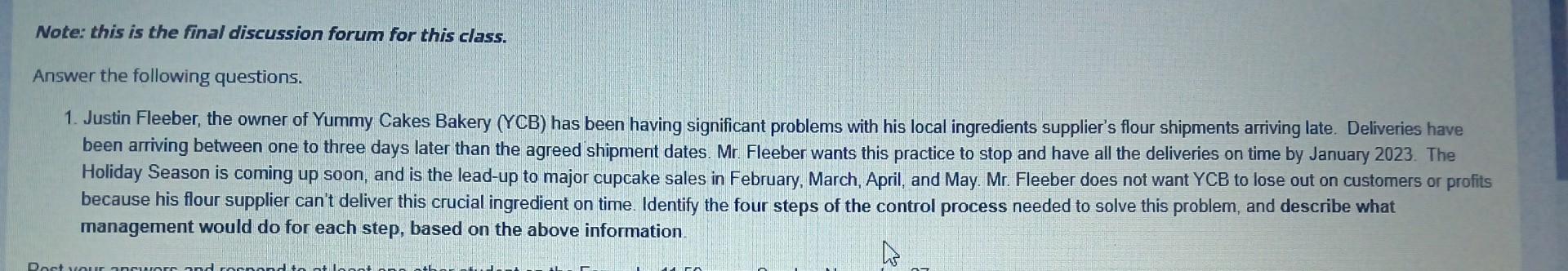 ASAP Note: this is the final discussion forum for