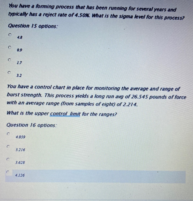 You have a forming process that has been running