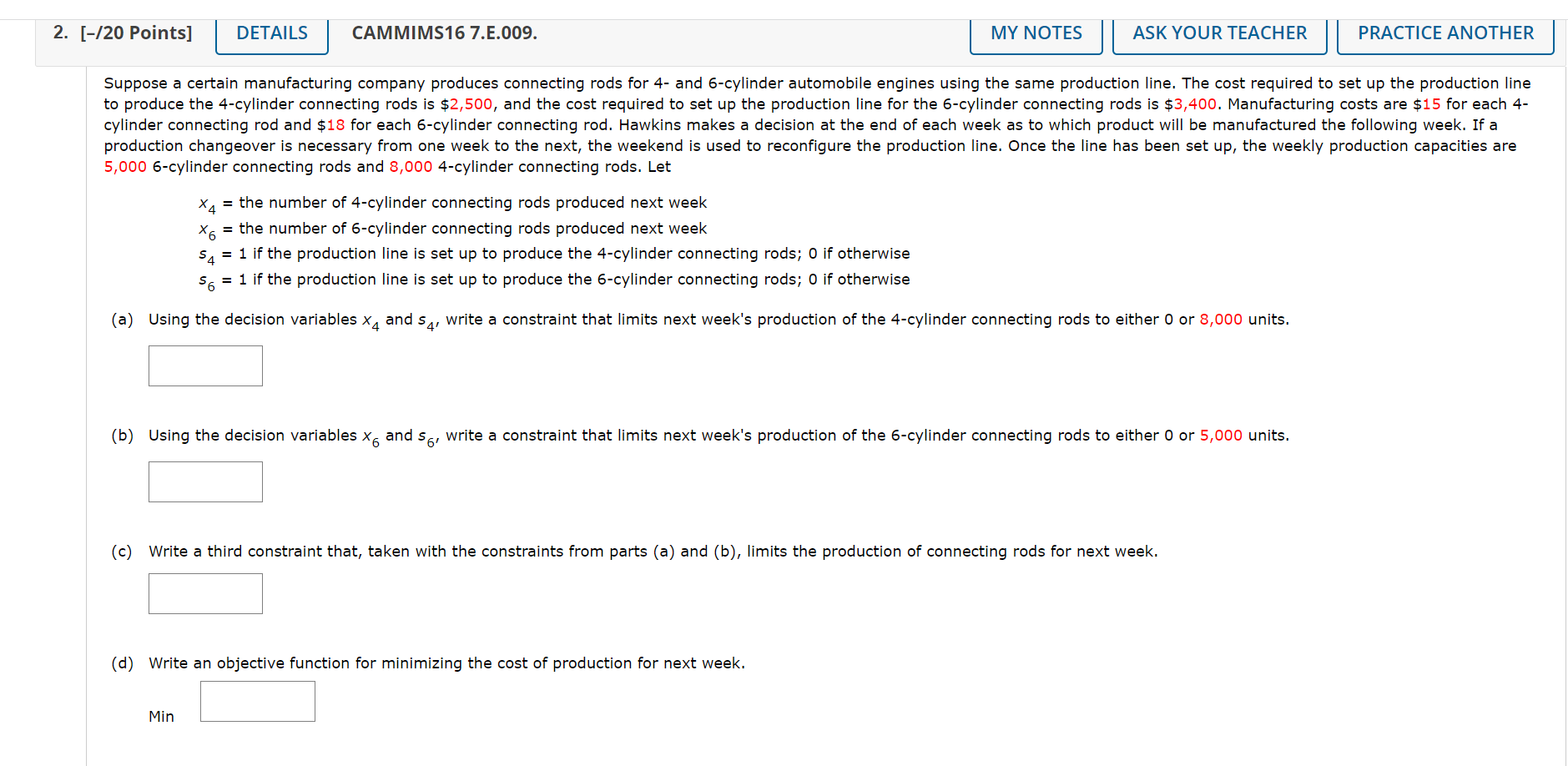 5,0006 -cylinder connecting rods and 8,000