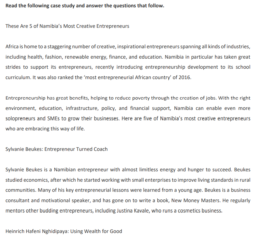 Read the following case study and answer the