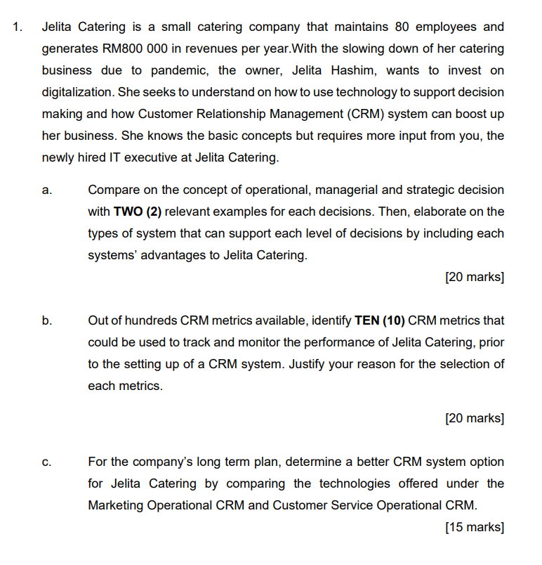 1. Jelita Catering is a small catering company