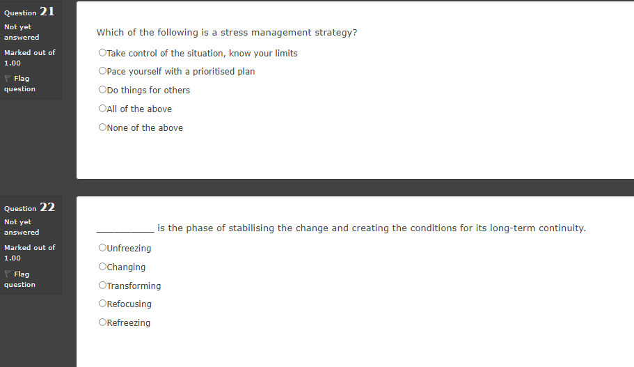 Question 21 Not yet answered Marked out of 1.00