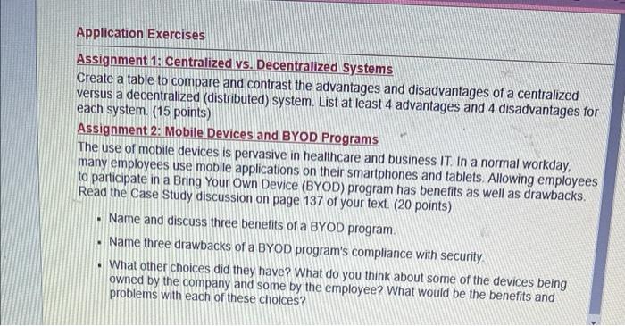 Application Exercises Assignment 1: Centralized