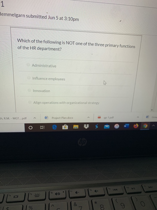 1 Hemmelgarn submitted Jun 5 at 3:10 pm Which of