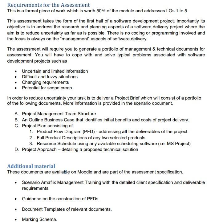 Requirements for the Assessment This is a formal