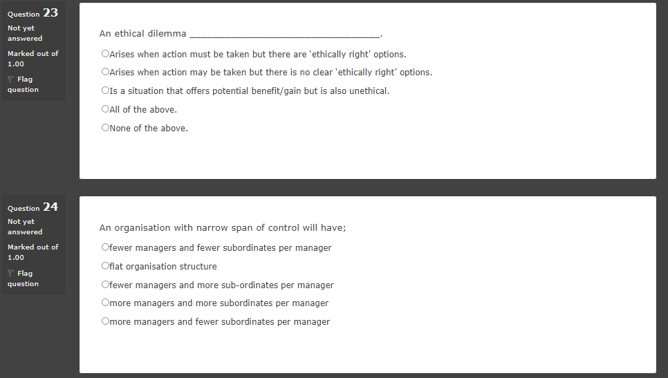 Question 21 Not yet answered Marked out of 1.00