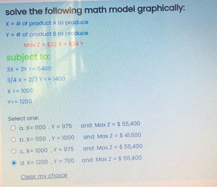 solve the following math model graphically: X = #