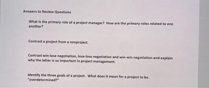 Answers to Review Questions What is the primary