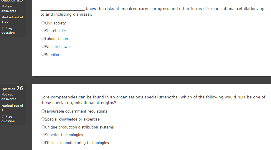 Question 21 Not yet answered Marked out of 1.00