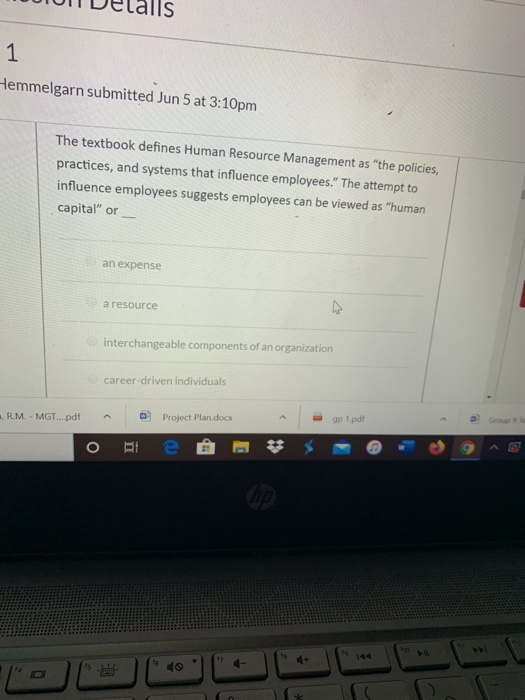 1 Hemmelgarn submitted Jun 5 at 3:10 pm Which of