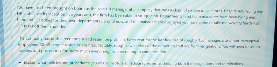 You have just been brought on board as the sole