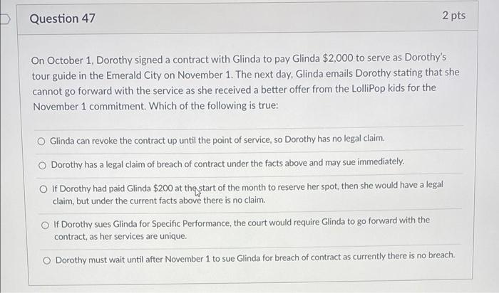 D Question 46 2 pts Which of the following