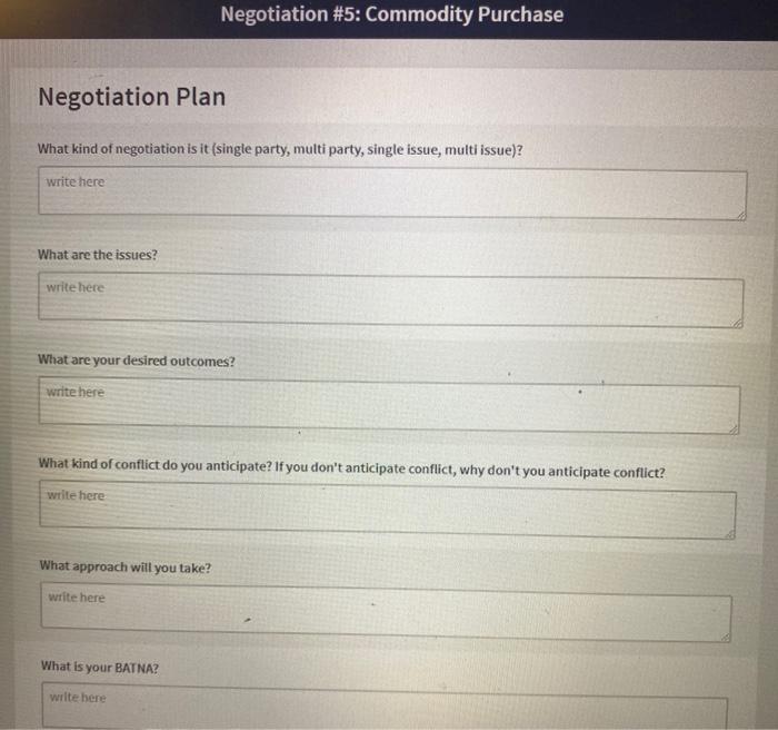 Negotiation #5: Commodity Purchase Negotiation
