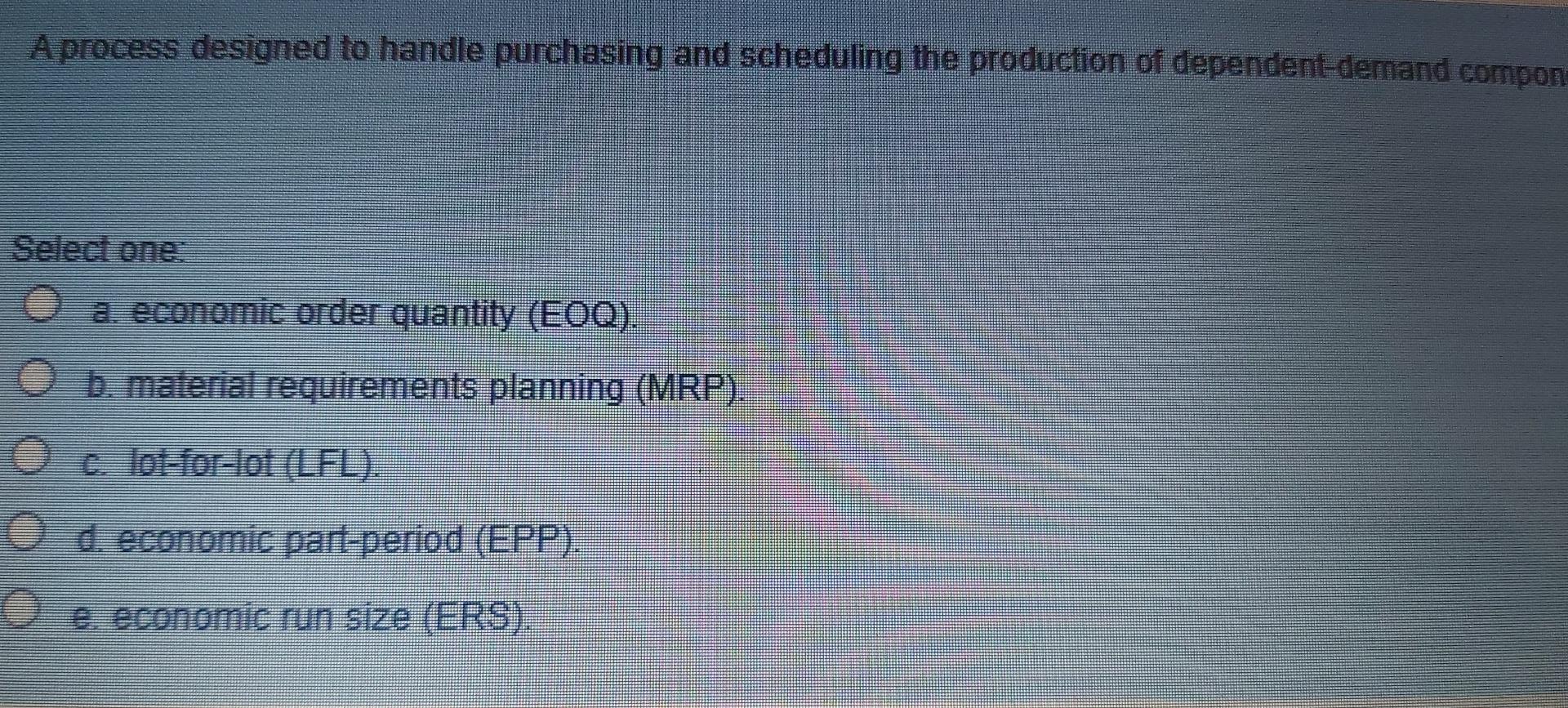 A process designed to handle purchasing and