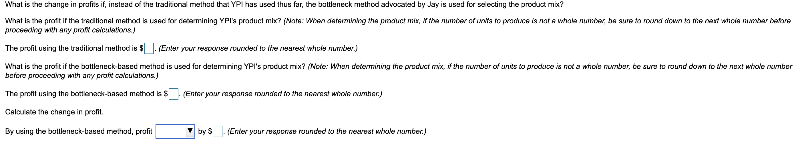 York-Perry Industries (YPI) manufactures a mix of