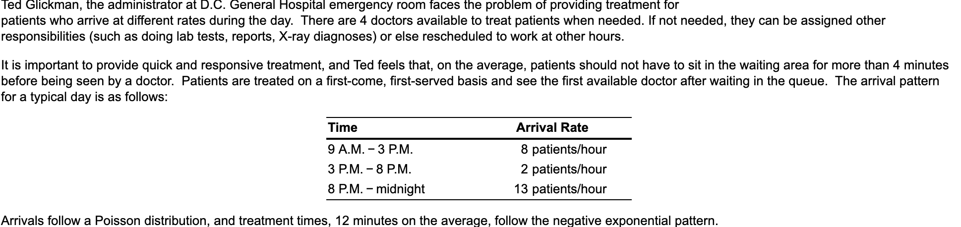 a) How many doctors should be on duty during each