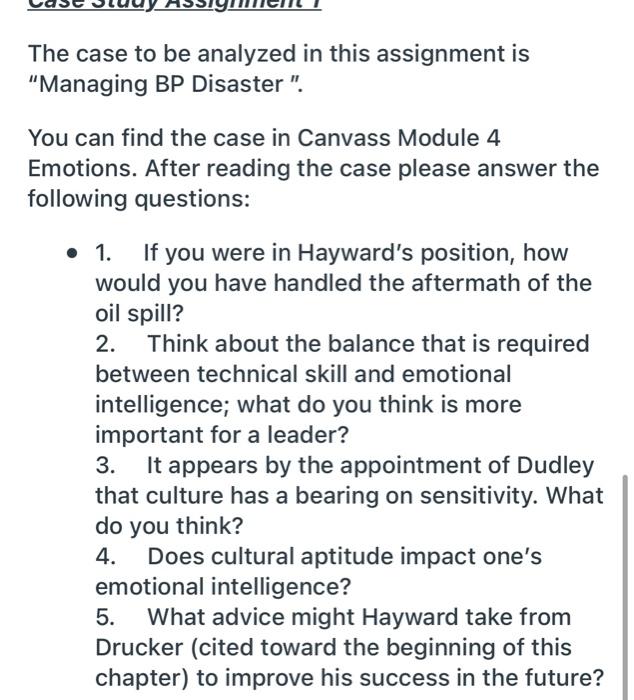 The case to be analyzed in this assignment is