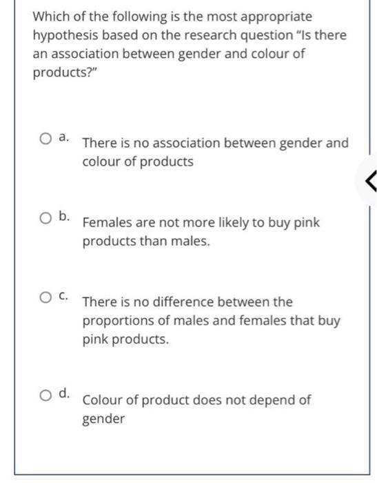 an products?" a. There is no association between