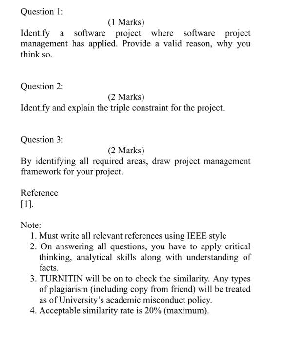 Question 1: Identify a software project where