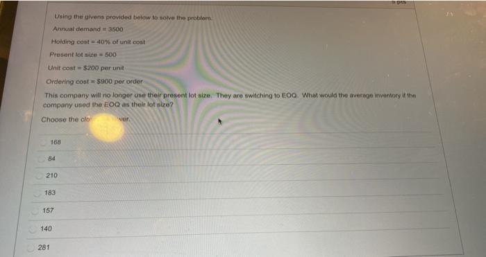 15 pun Using the givens provided below to solve