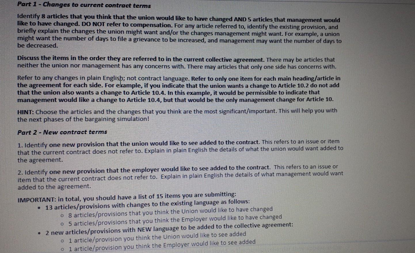 plz answer this one MGMT 253: Labour Relations