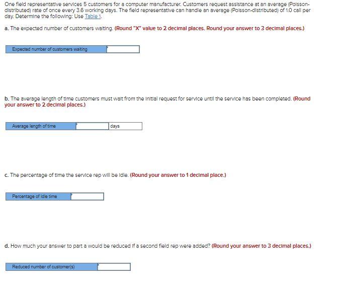 One field representative services 5 customers for