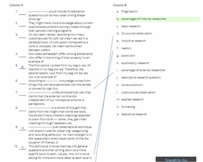 Column A 1. 2 3. 4 Column 2. Pragmatism b.