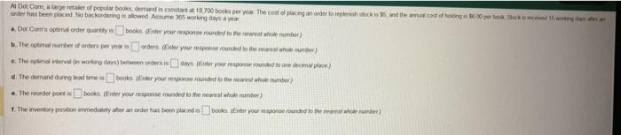 backordering is allowed. Assume 365 working days