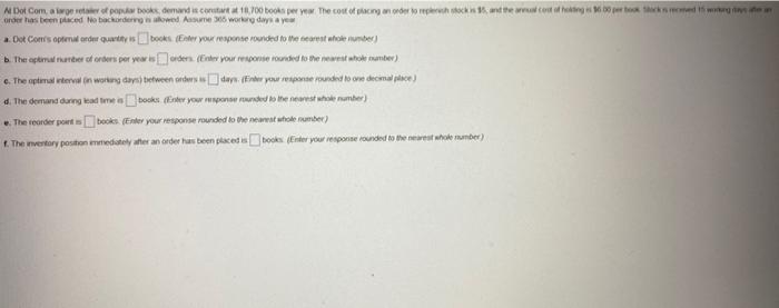 backordering is allowed. Assume 365 working days