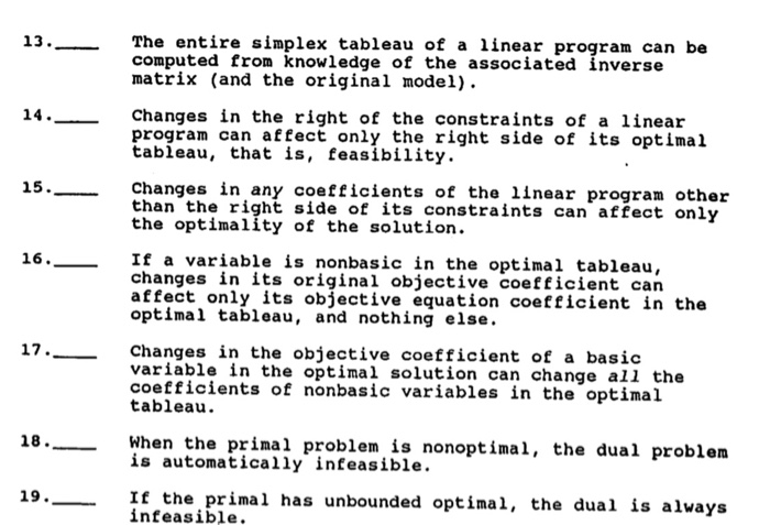 true&false 13.- The entire simplex tableau of a