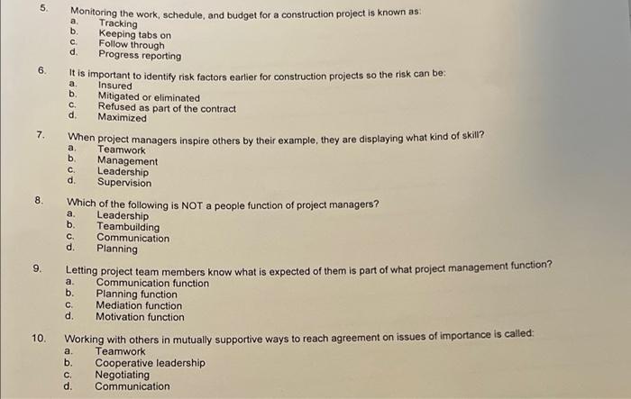 5. b Q0O d 6 6. a b. o d. 7. Sooo a b C 8