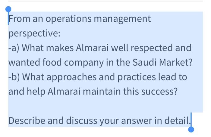 Please answer briefly From an operations