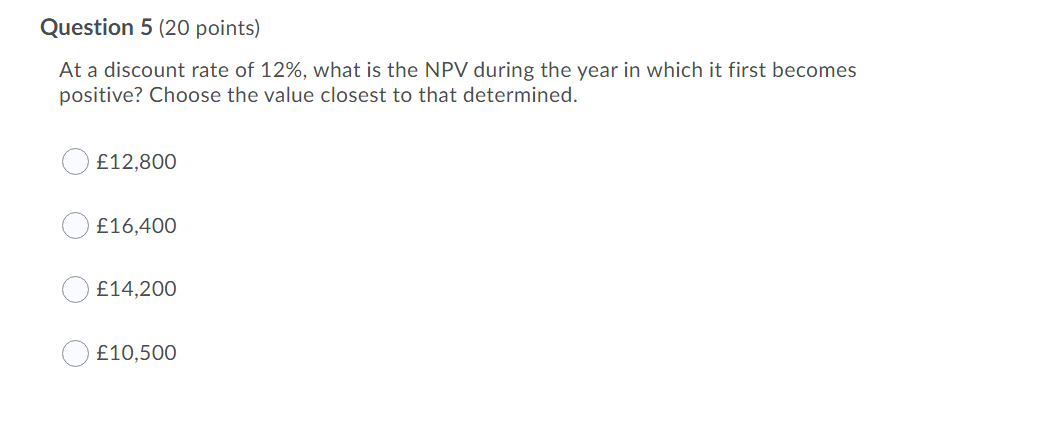 initial values are the options Question 5 (20