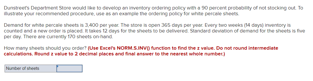 Dunstreet's Department Store would like to