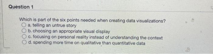 Question 1 Which is part of the six points needed
